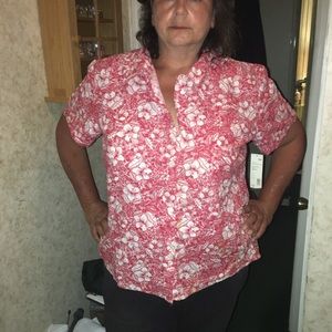 Red floral blouse by first issue